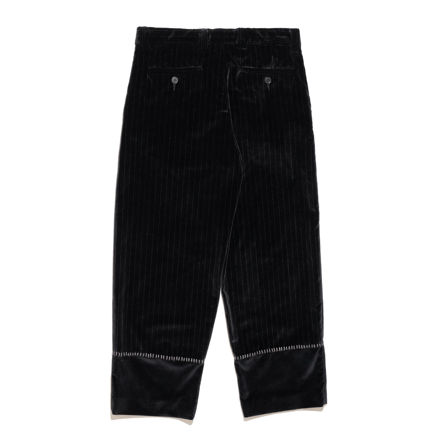 VELVET STRIPE CARROT LEG TROUSERS