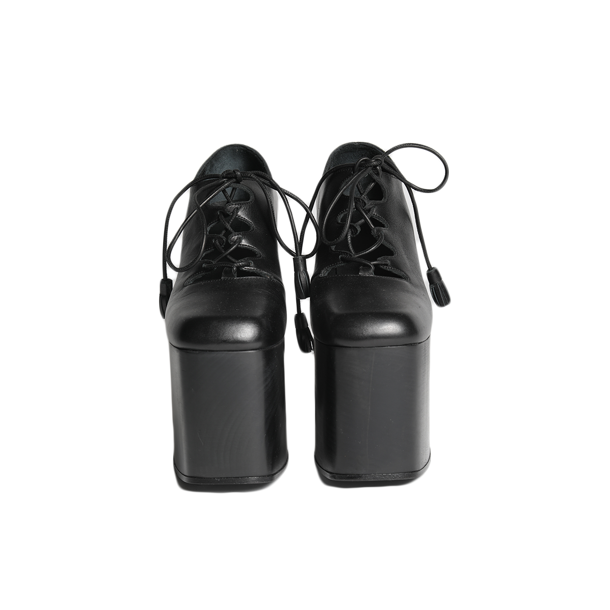 HOLLOW CROSS LACE UP PLATFORMS