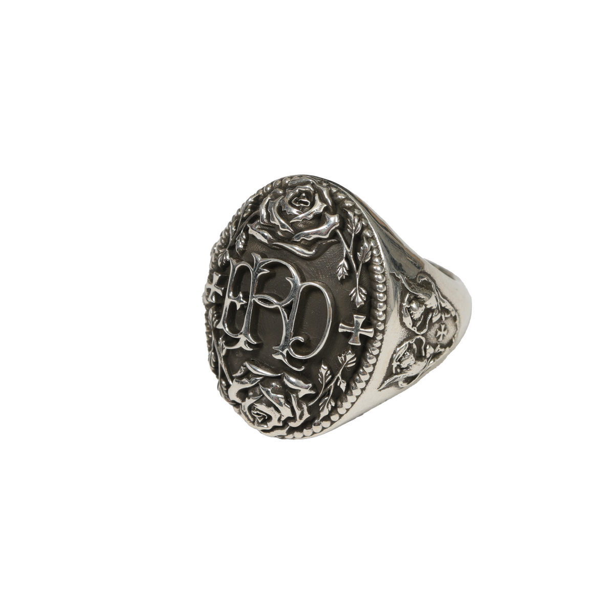 ROSE AND CROSS CREST RING