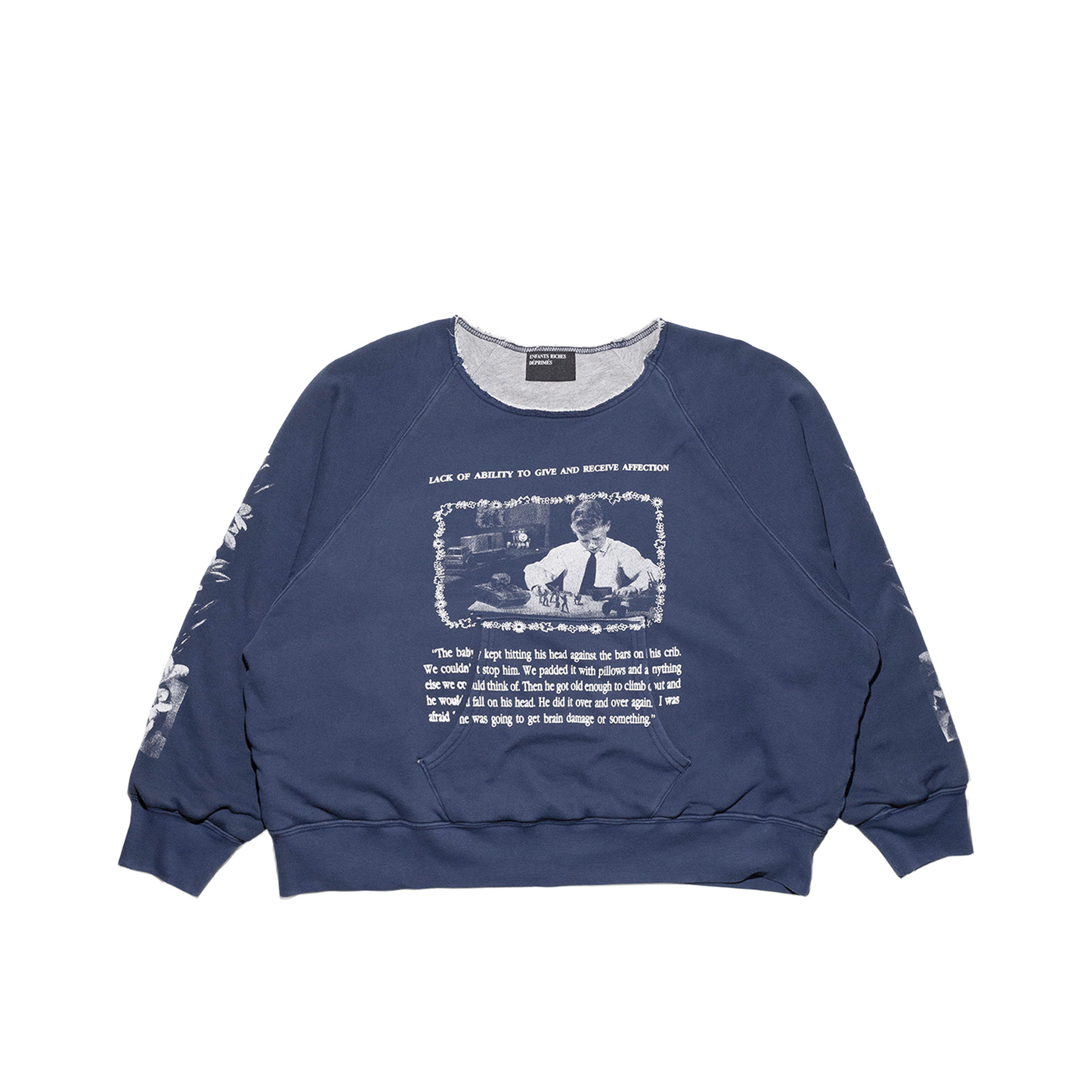 HEAD AGAINST THE BARS LINED RAGLAN CREWNECK SWEATSHIRT