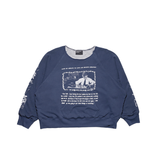 HEAD AGAINST THE BARS LINED RAGLAN CREWNECK SWEATSHIRT