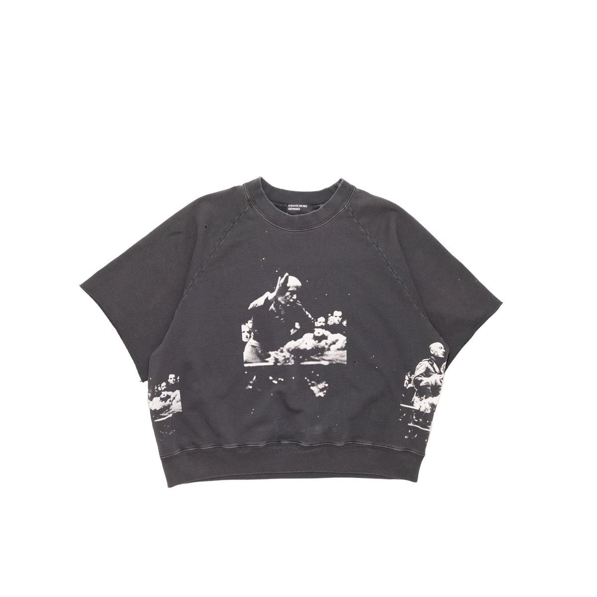 MUSSOLINI TEST PRINT CUT OFF RAGLAN CREWNECK