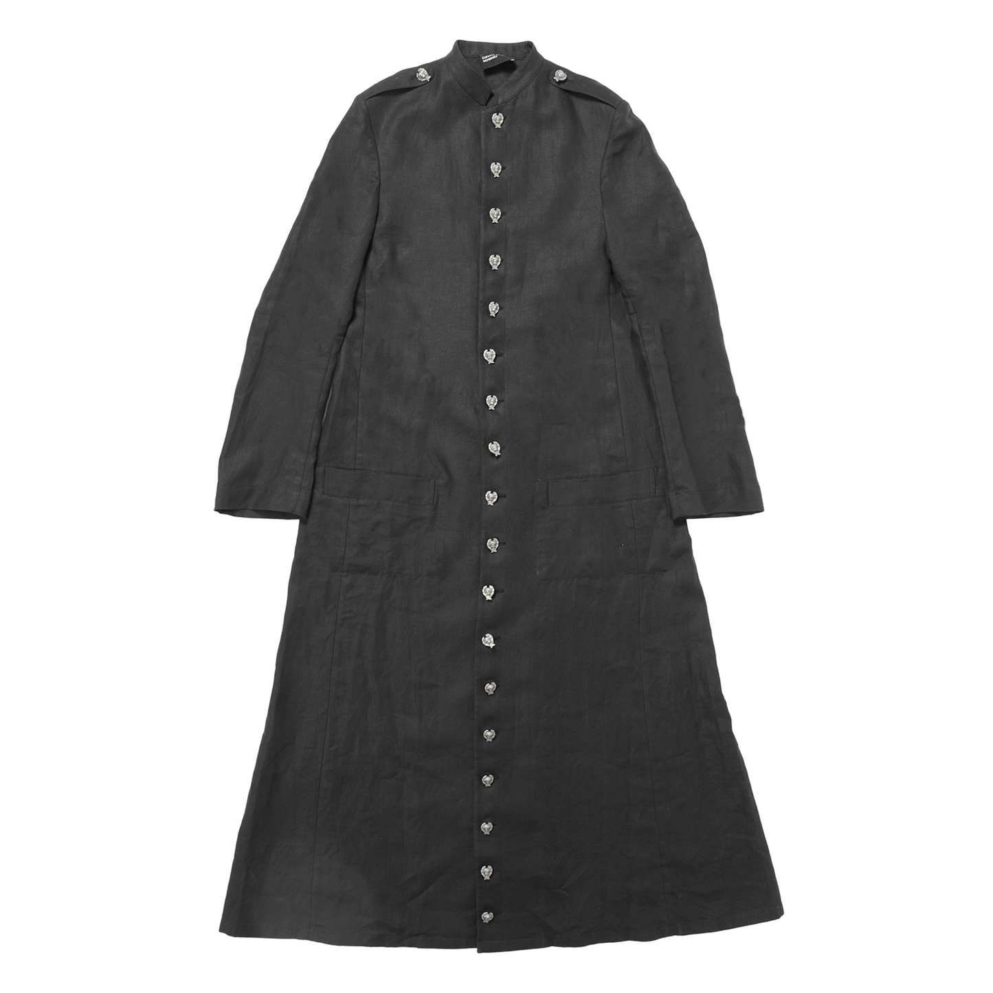 LINEN PRIEST COAT WITH CHERUB BUTTONS