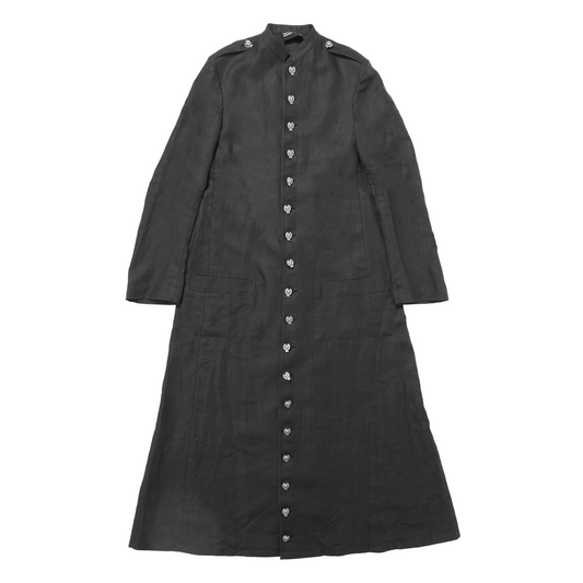 LINEN PRIEST COAT WITH CHERUB BUTTONS