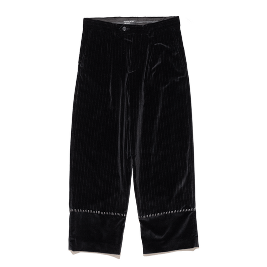 VELVET STRIPE CARROT LEG TROUSERS