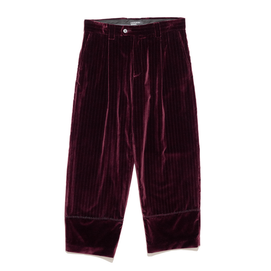 VELVET STRIPE CARROT LEG TROUSERS