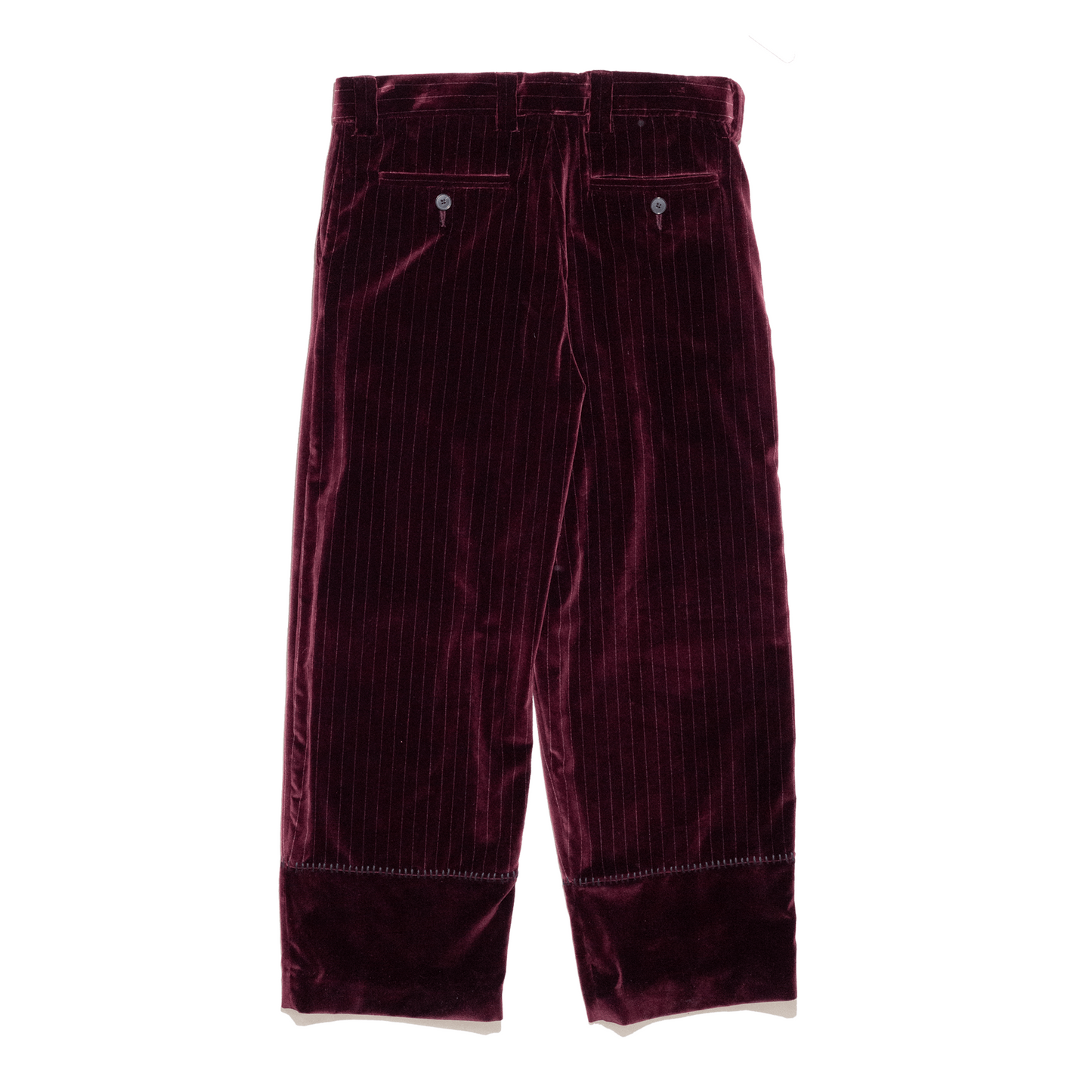VELVET STRIPE CARROT LEG TROUSERS