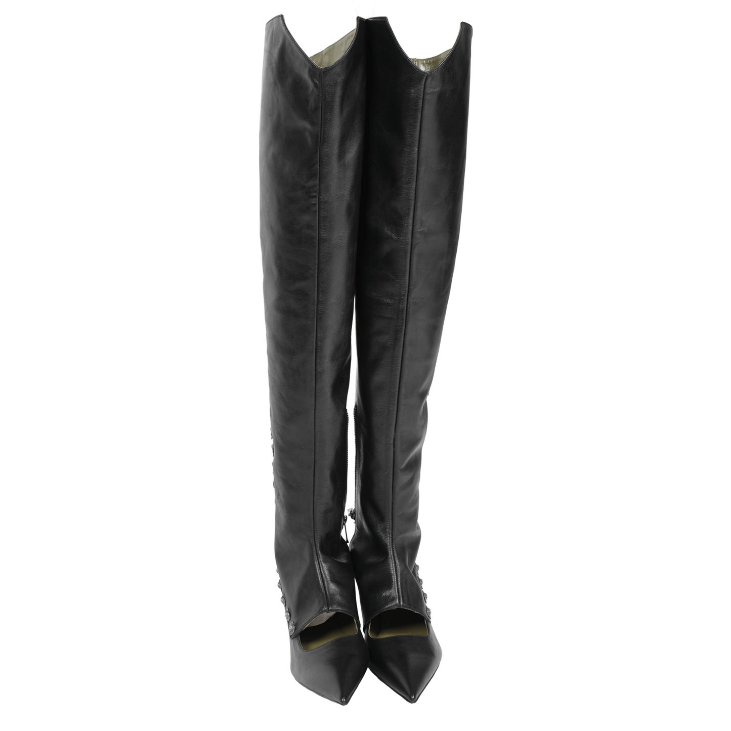 OVER THE KNEE KITTEN HEEL WITH SPATS AND CHERUBS