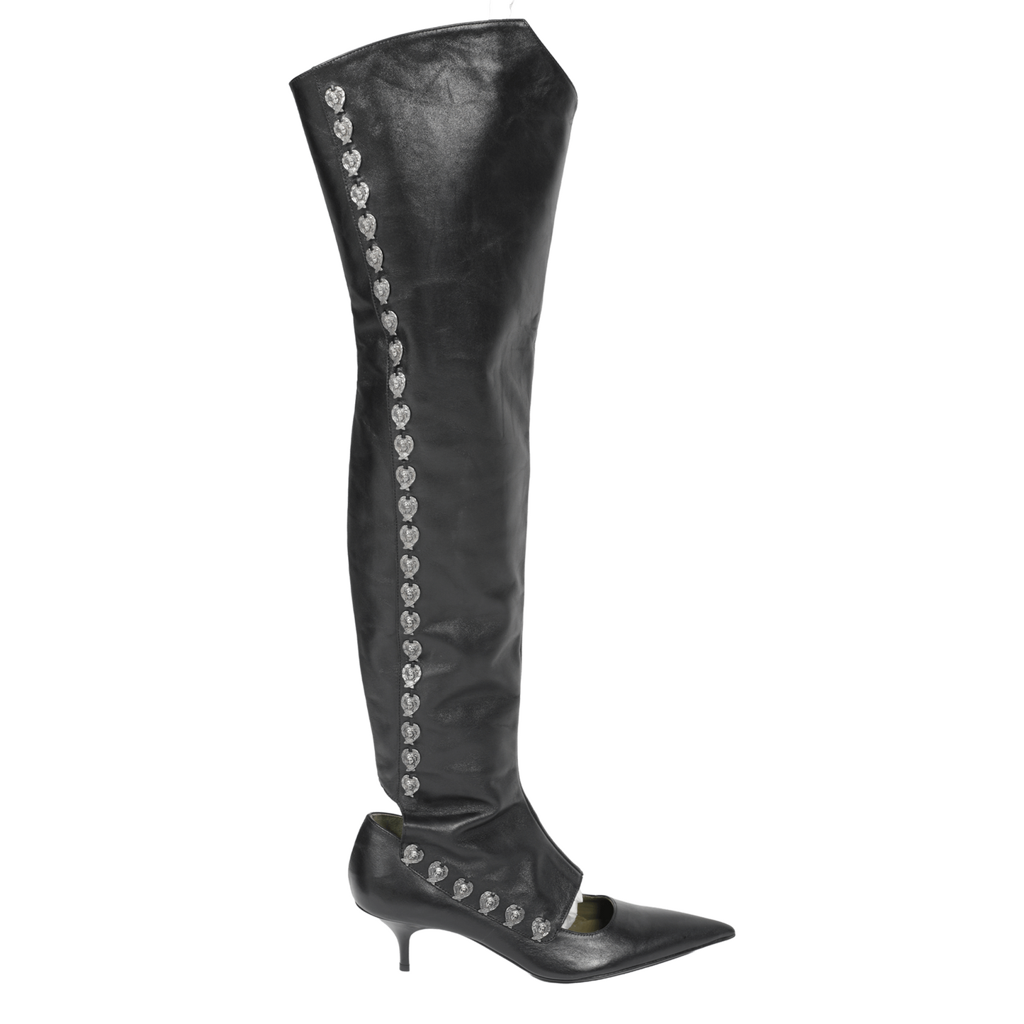 OVER THE KNEE KITTEN HEEL WITH SPATS AND CHERUBS