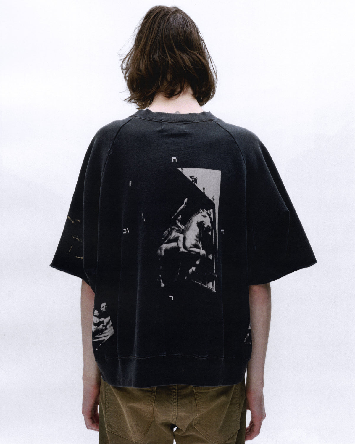 MUSSOLINI TEST PRINT CUT OFF RAGLAN CREWNECK