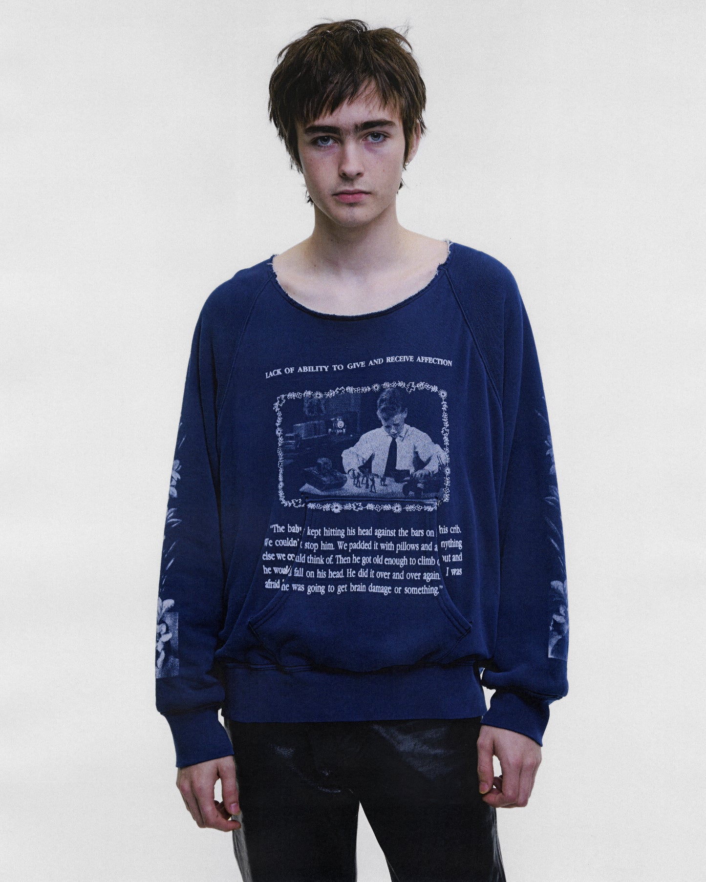 HEAD AGAINST THE BARS LINED RAGLAN CREWNECK SWEATSHIRT