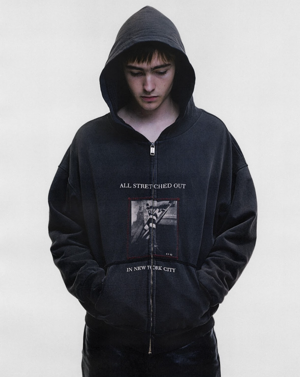 STRETCHED OUT THERMAL LINED LINED ZIP UP HOODIE