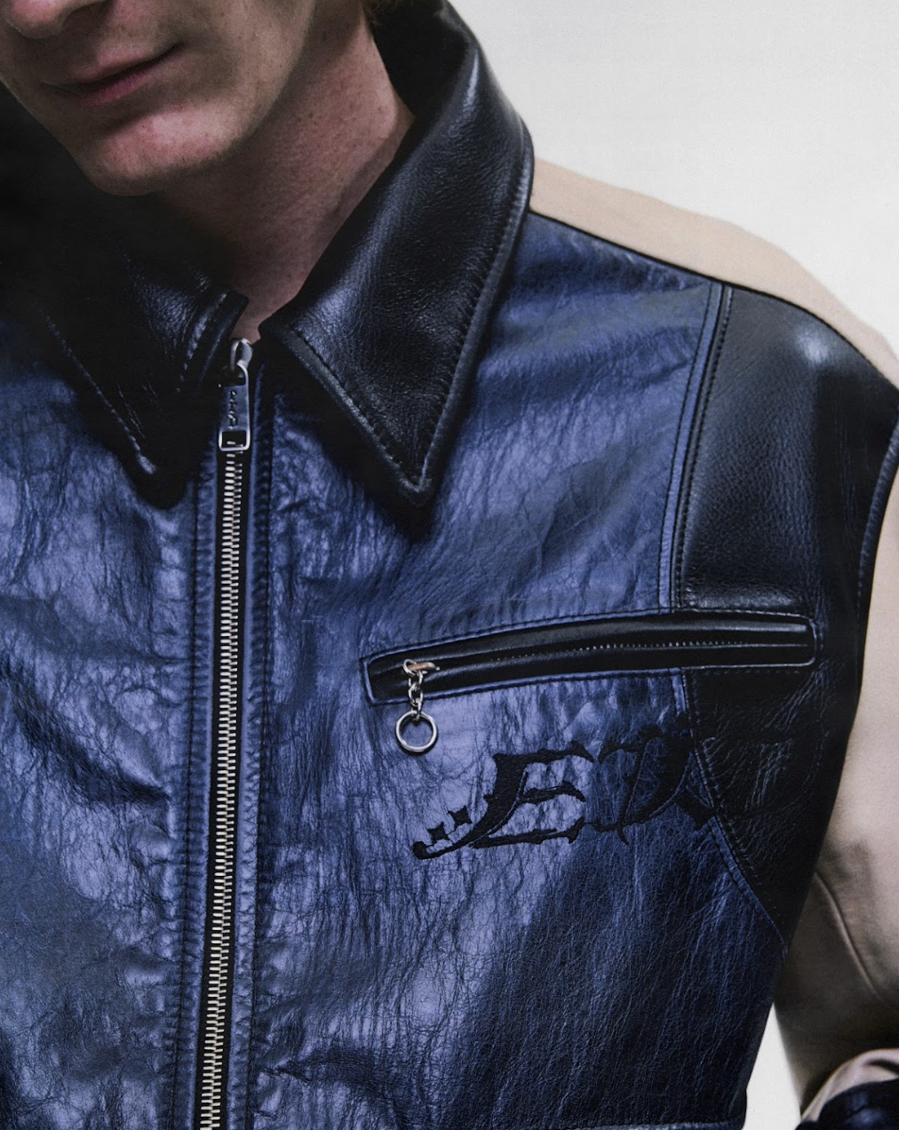 COMBAITTIMENTO COLORBLOCKED LEATHER JACKET