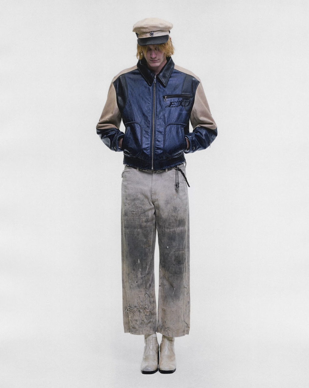 COMBAITTIMENTO COLORBLOCKED LEATHER JACKET