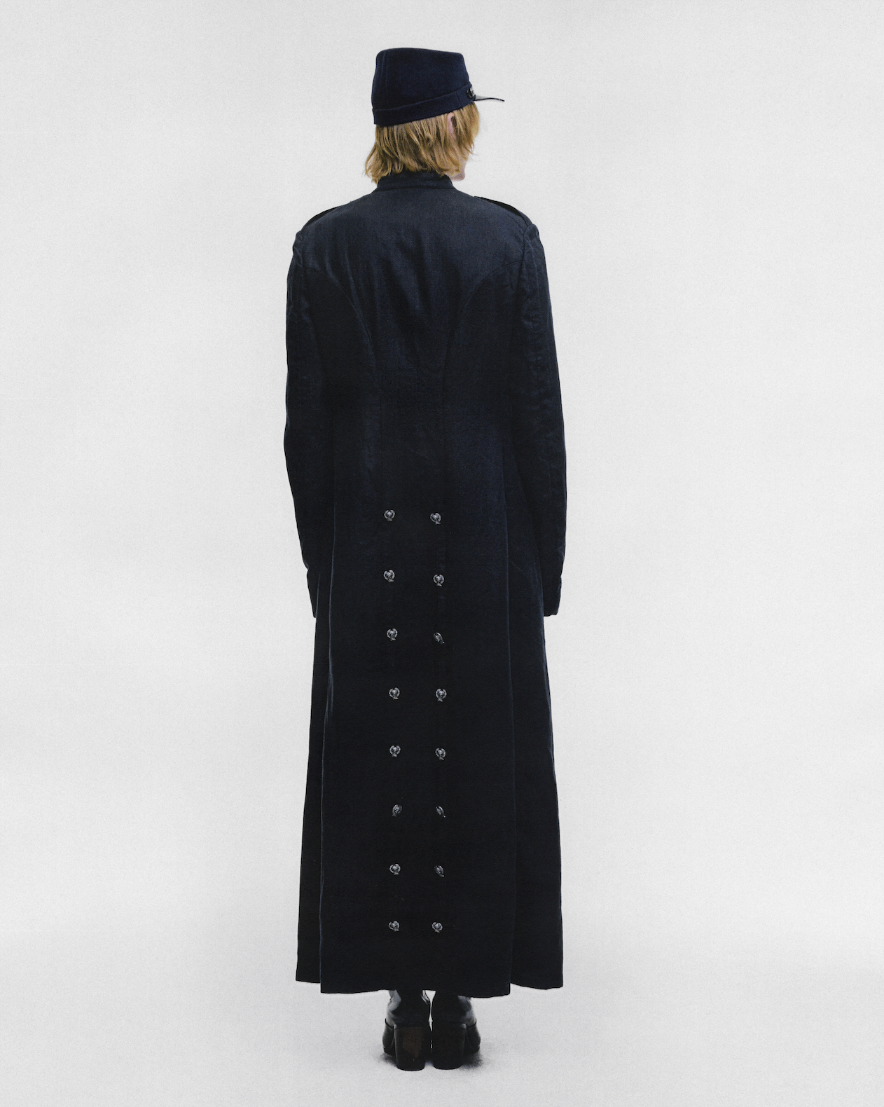 LINEN PRIEST COAT WITH CHERUB BUTTONS