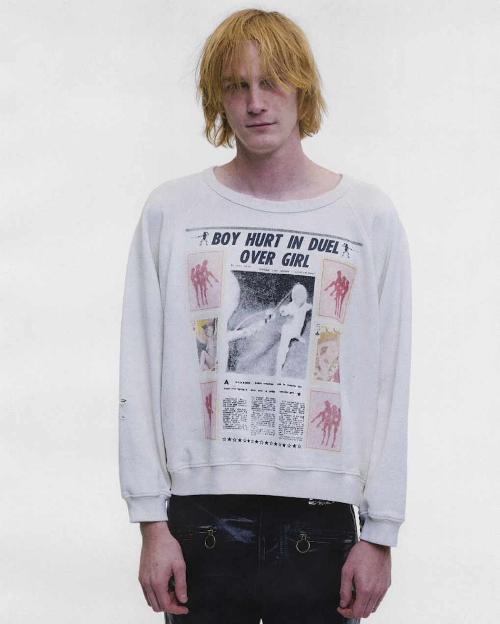 BOY HURT IN DUEL RAGLAN CREWNECK