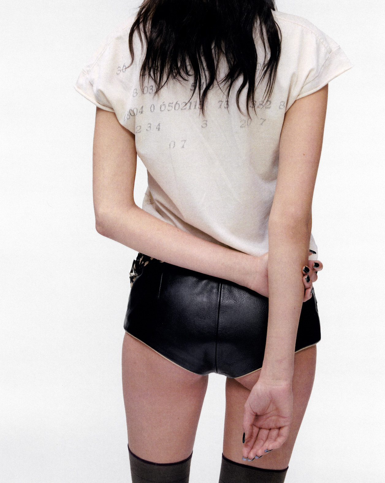 LEATHER MICRO SHORTS WITH BRAIDED BELT LOOPS